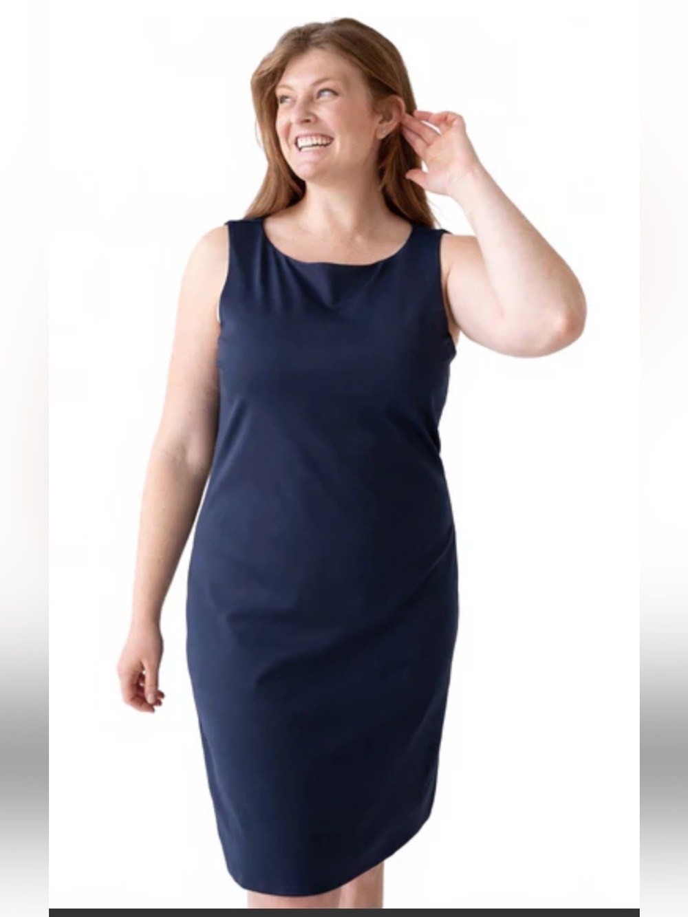 Judy P (Deena )a Boatneck Navy Sleeveless Dress Tailored Everyday Elegance R$147